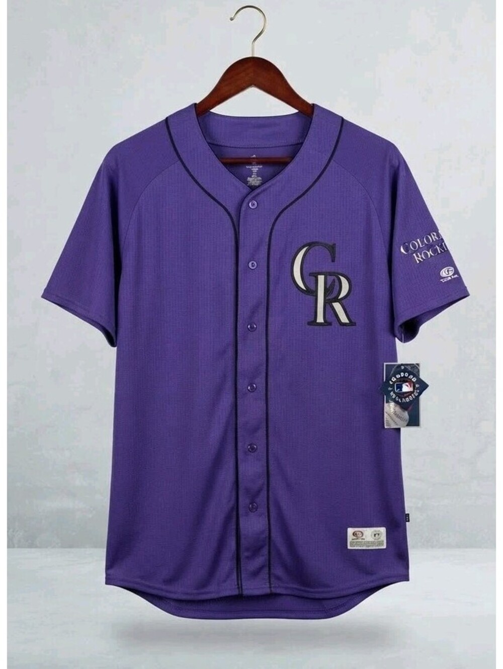 NWT MLB True Fan Colorado Rockies Purple Baseball Jersey Mens Size Large New 462